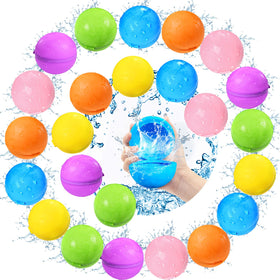 Smirodi 24Pcs reusable water balloons pack for pool and yard play.