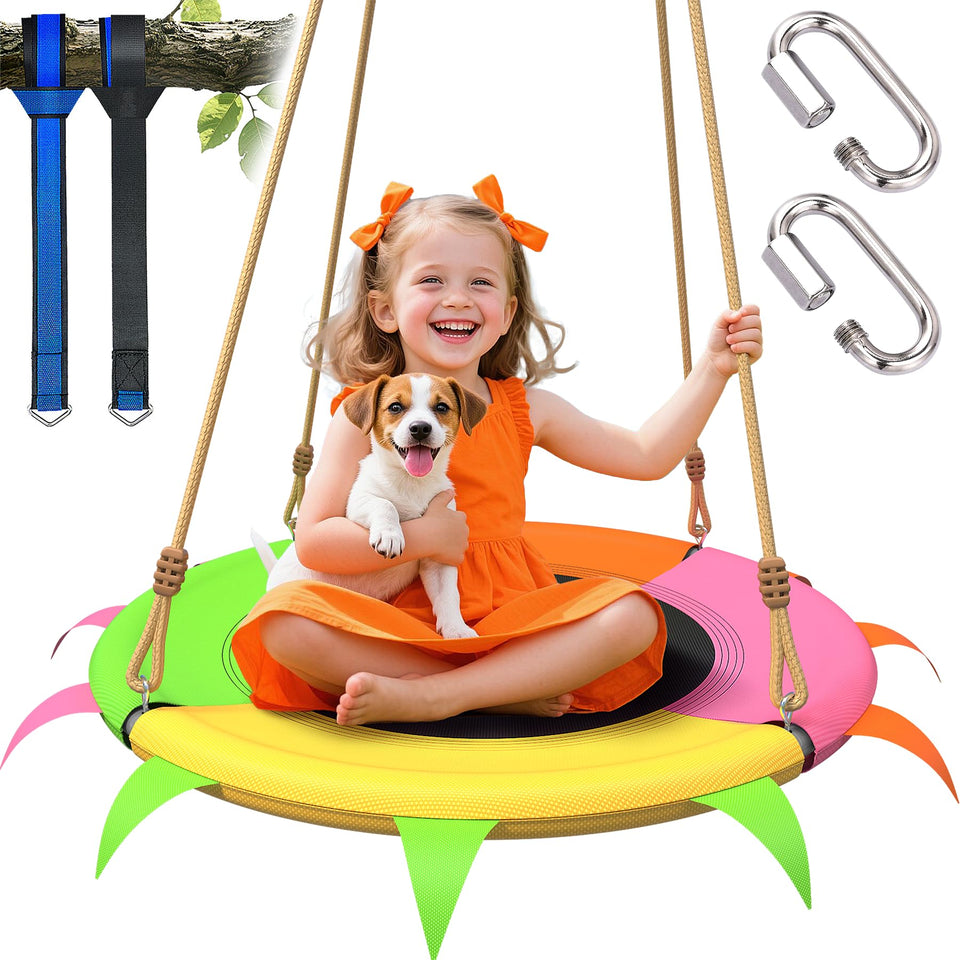 SMkidsport saucer swing 28-inch seat, ideal for safe backyard play.