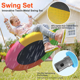 SMkidsport saucer swing heavy-duty metal frame, built for all-terrain play.