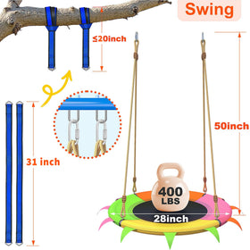 SMkidsport saucer swing Teslin seat, lighter and tear-resistant for outdoor fun.