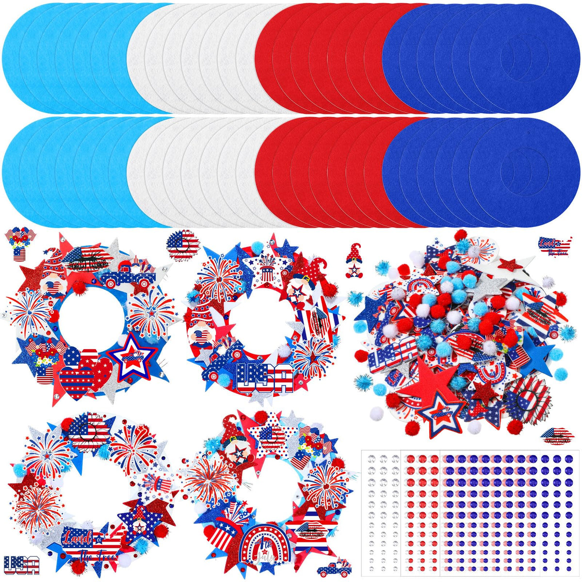 SmoothNovelty patriotic wreath craft, 6.3-inch diameter for home décor