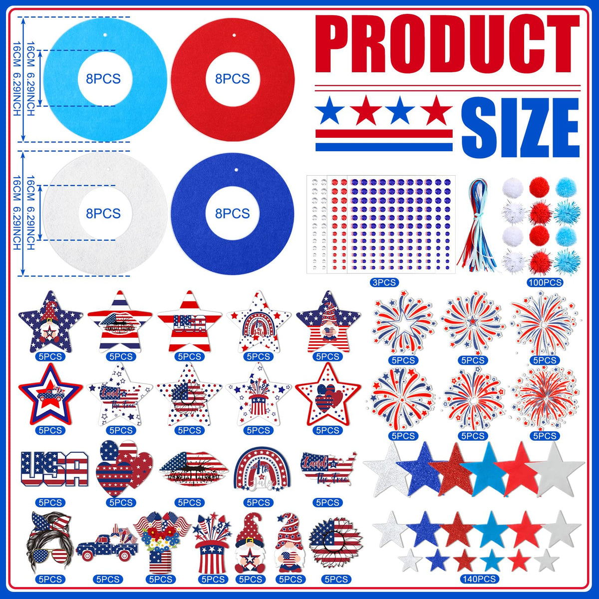 SmoothNovelty felt wreath base ready for Independence Day décor