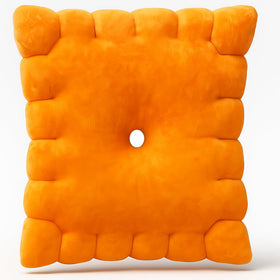 Snack Plushies Cheese Cracker Pillow front view showing soft, cuddly design.