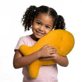 Snack Plushies smiling fish plush closeup showcases durable stitching for lasting cuddles.