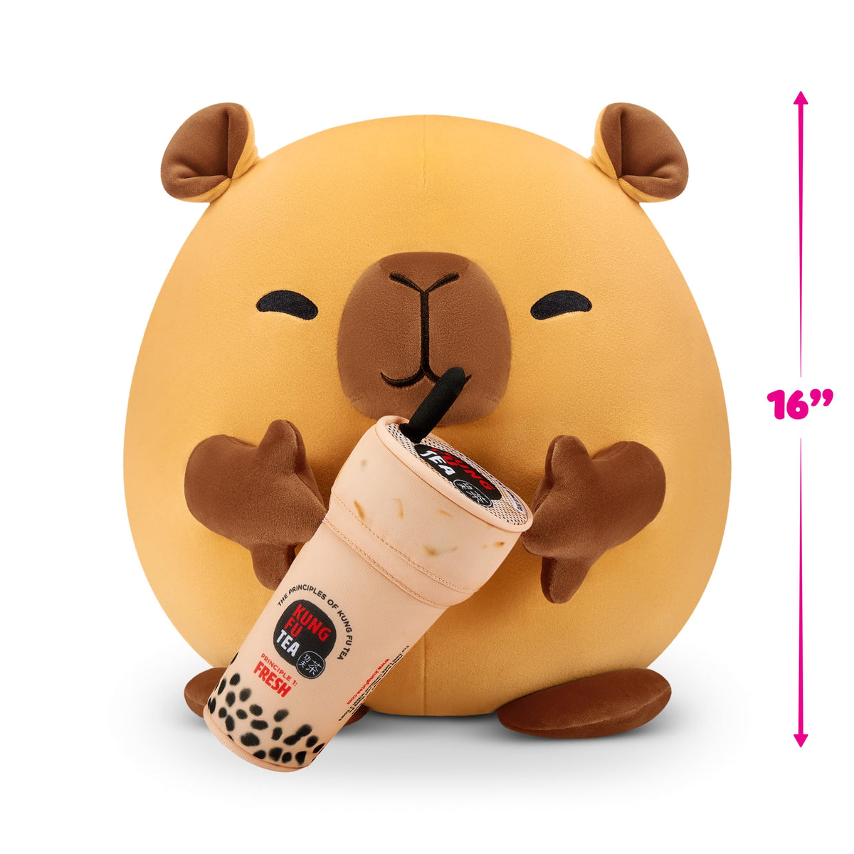 Snackles capybara boba plush on display perfect for gifting