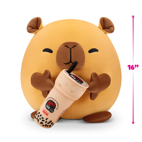 Snackles capybara boba plush on display perfect for gifting