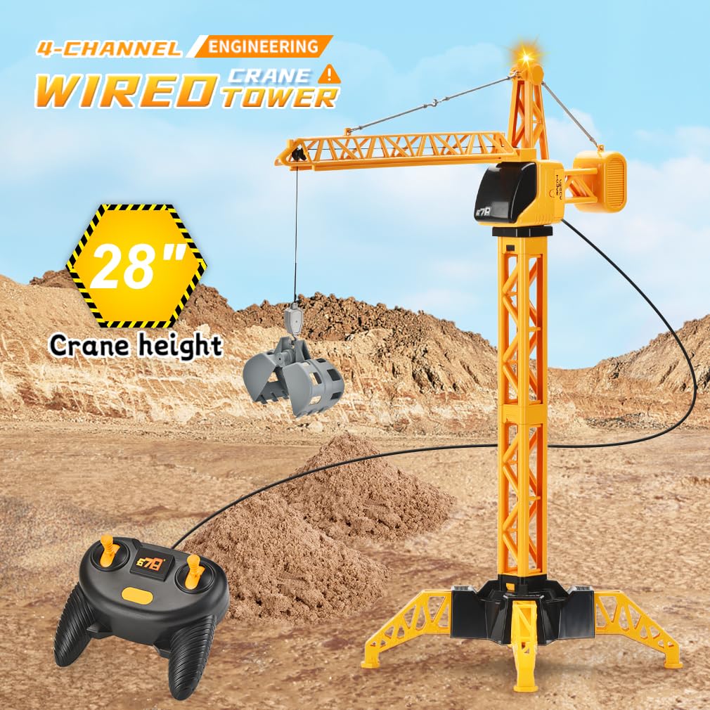 SNACKTANT 28-Inch RC Tower Crane boom shows wide reach for lifting tasks