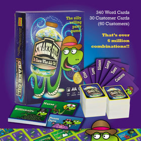 Snake Oil customer cards featuring quirky buyers spark round-ready social interactions.