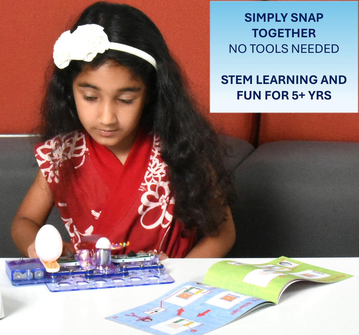 Snap Circuits Beginner snapping modules demonstrate quick, intuitive circuit building.