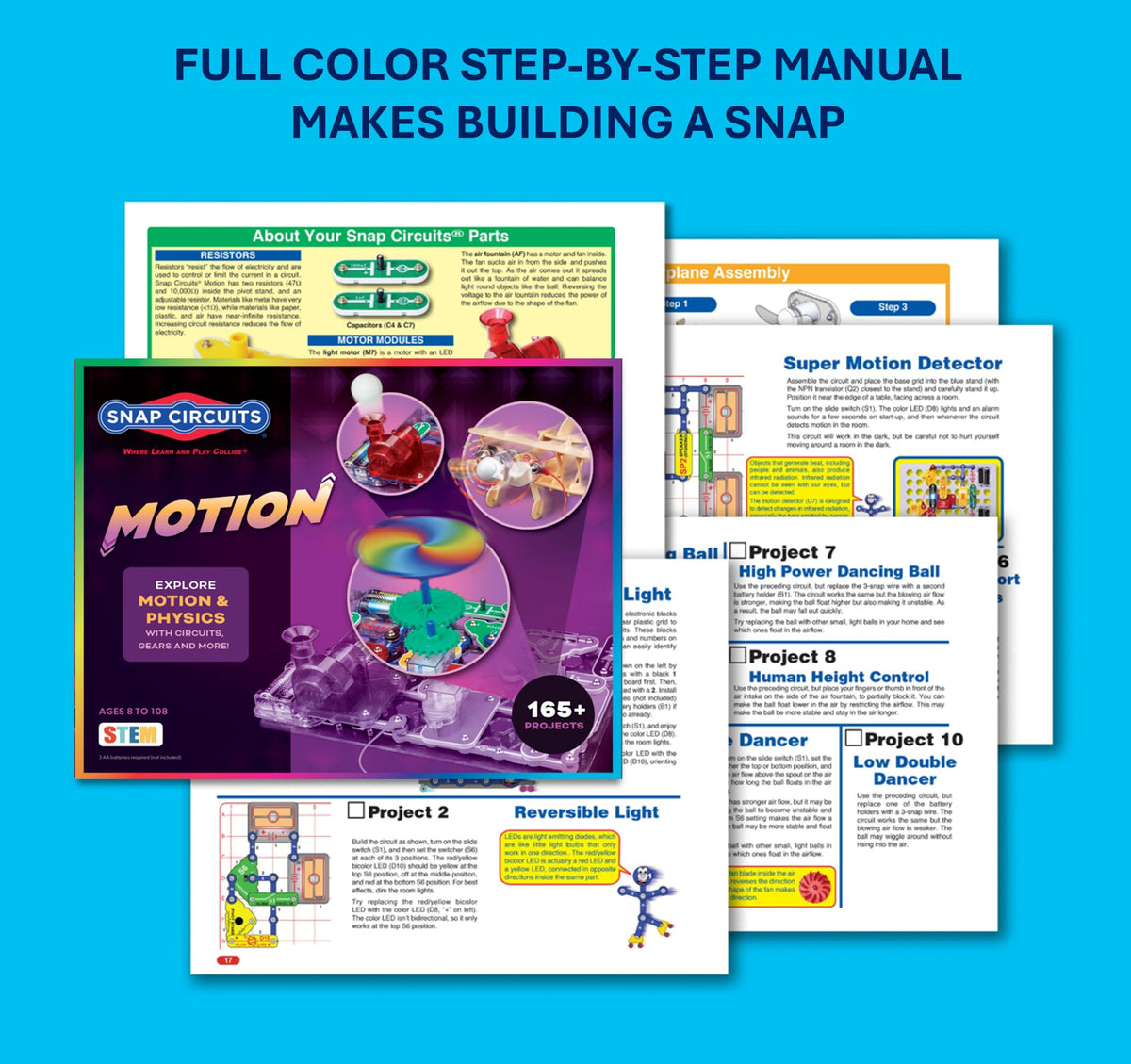 Snap Circuits Motion gear and pulley system demonstrating gears in action for curious learners