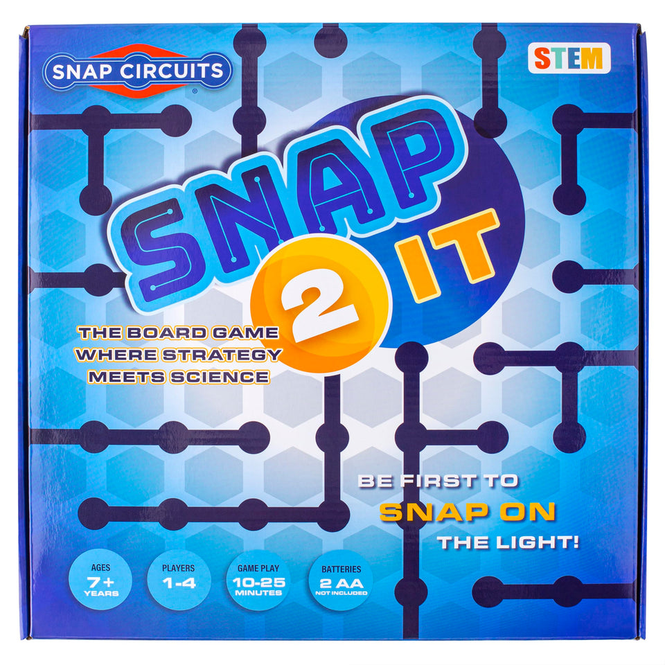 Snap Circuits Snap 2 It board game play area showing grid for creative problem solving.