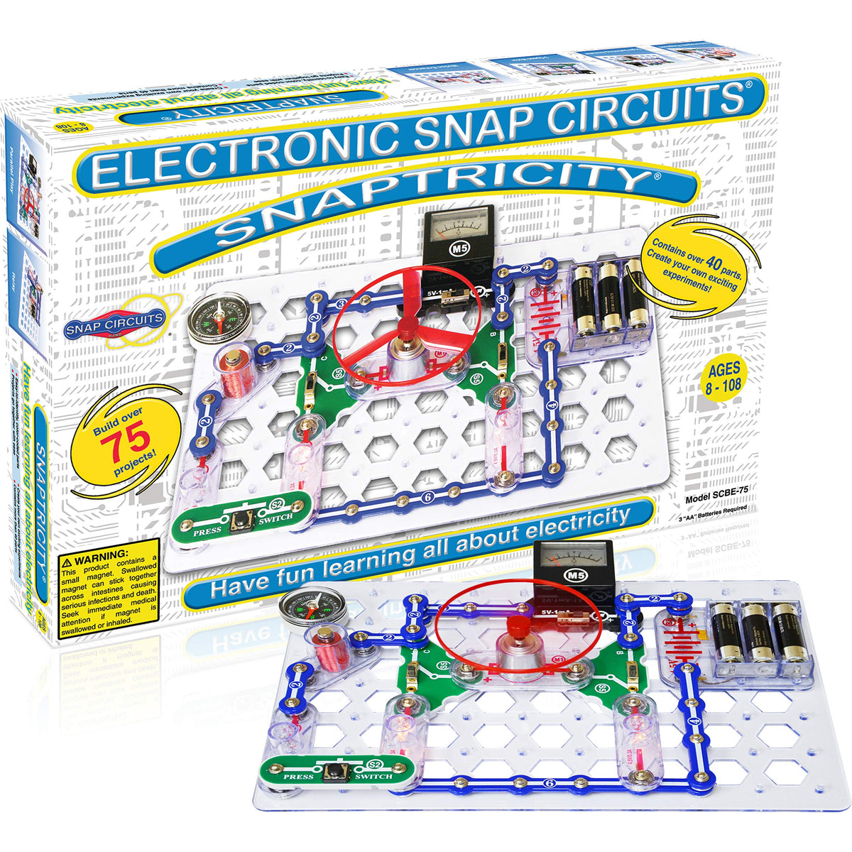 Snap Circuits Snaptricity kit overview showing hands-on STEM exploration.