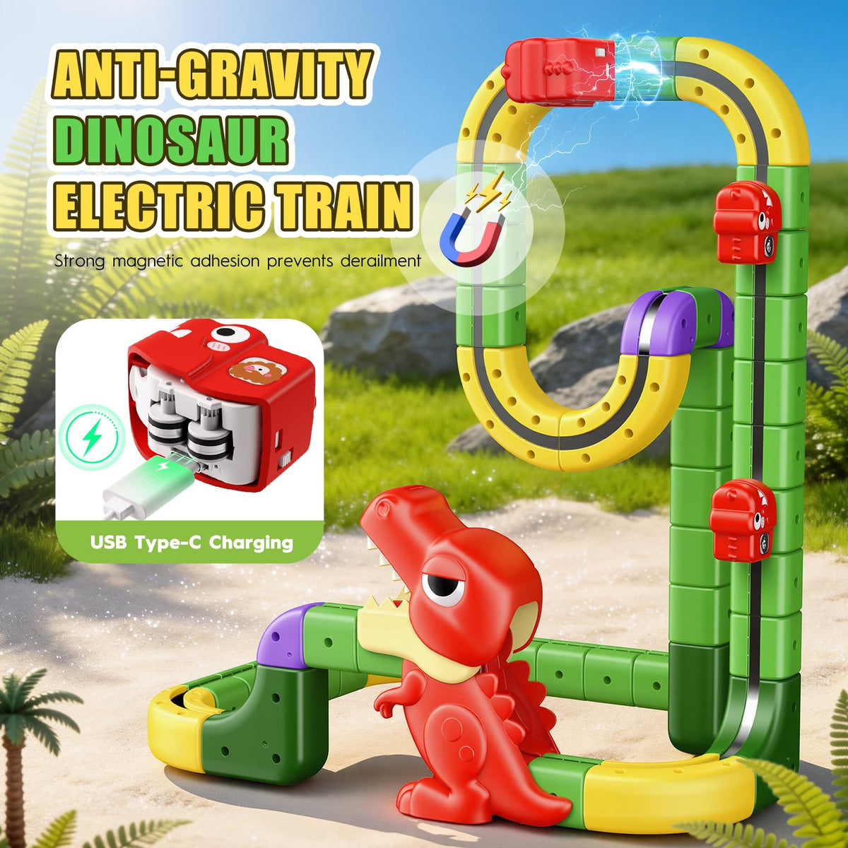 SnapGlowz 360-loop dinosaur train creates thrilling ride experiences during STEM-inspired play