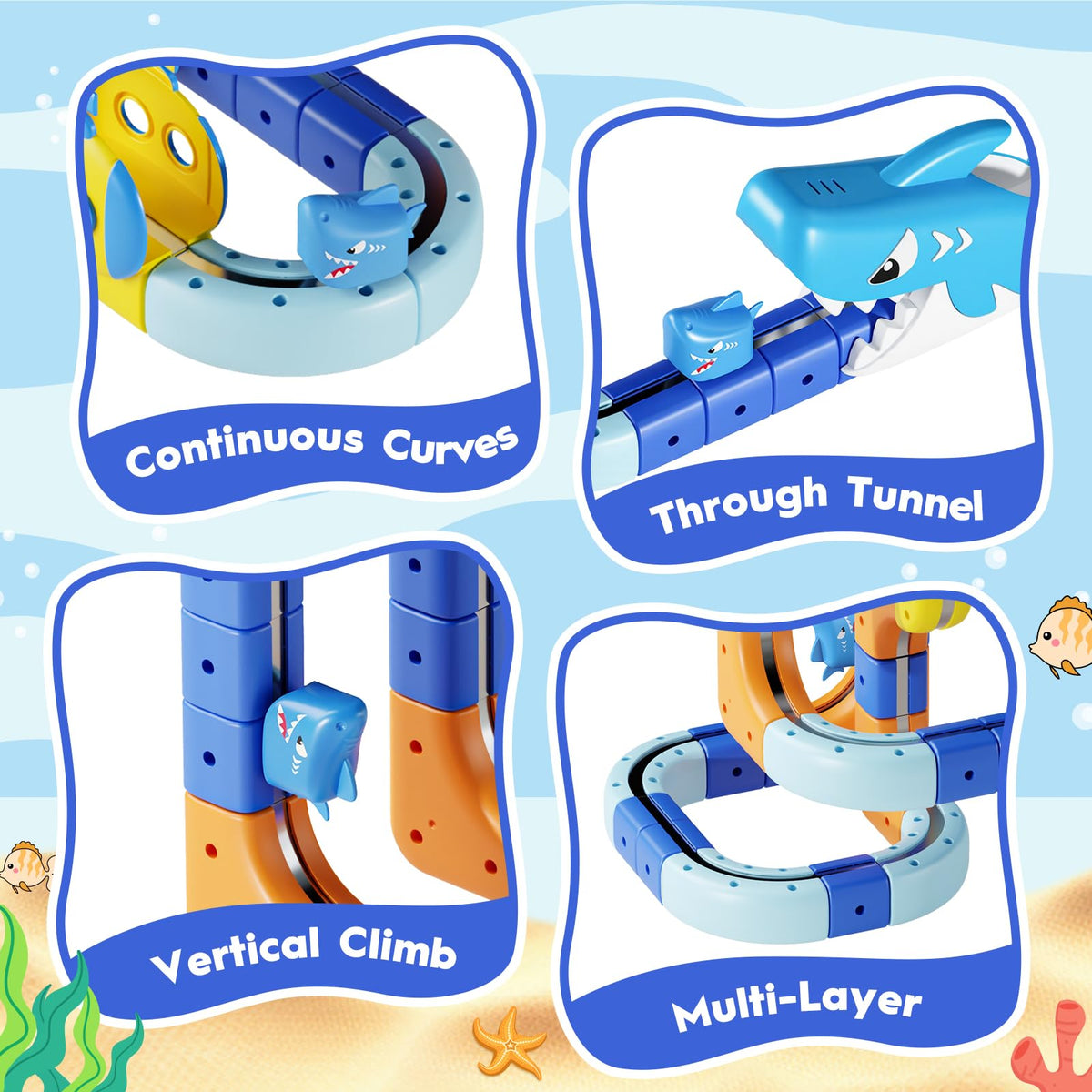 SnapGlowz Magnetic Track Connections simplify secure snap-fit play.