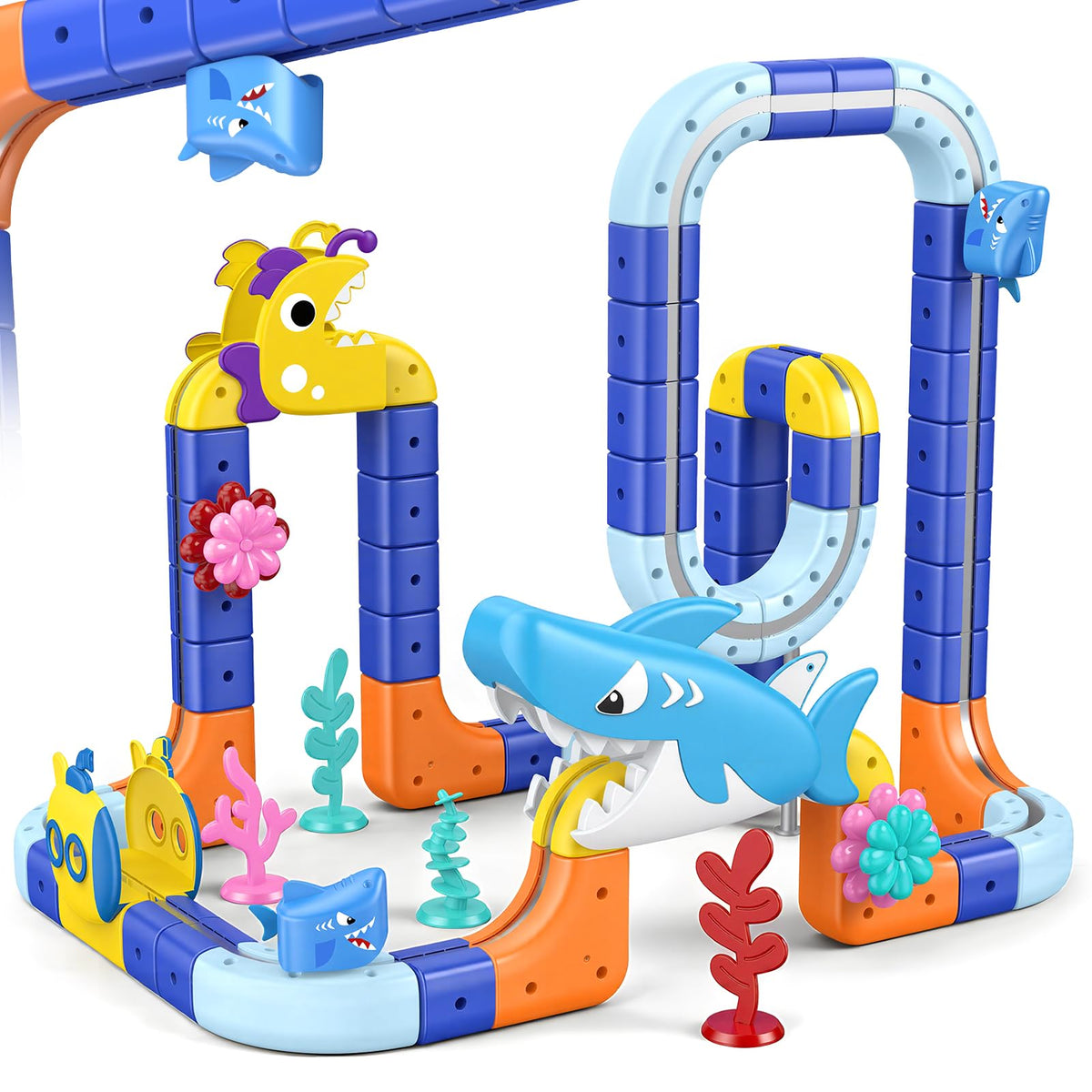 SnapGlowz Shark Train Assembly invites kids to build 3D tracks.