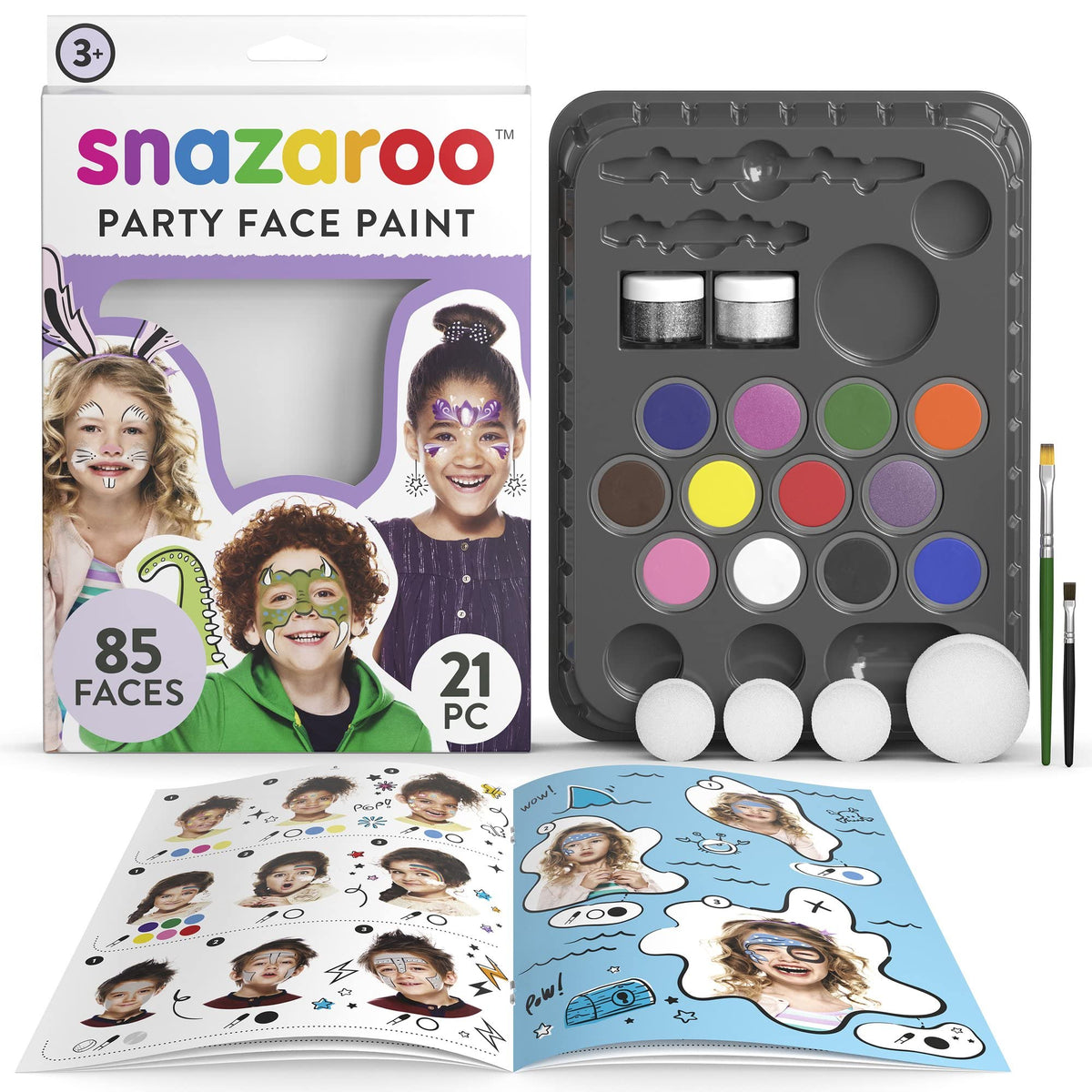 Snazaroo Ultimate Face Paint Kit with 12 colors for vibrant kid-friendly party designs.