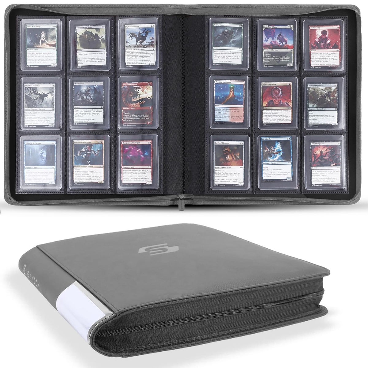 Snekdy top-loader binder with 9 pockets keeps cards organized on the go.