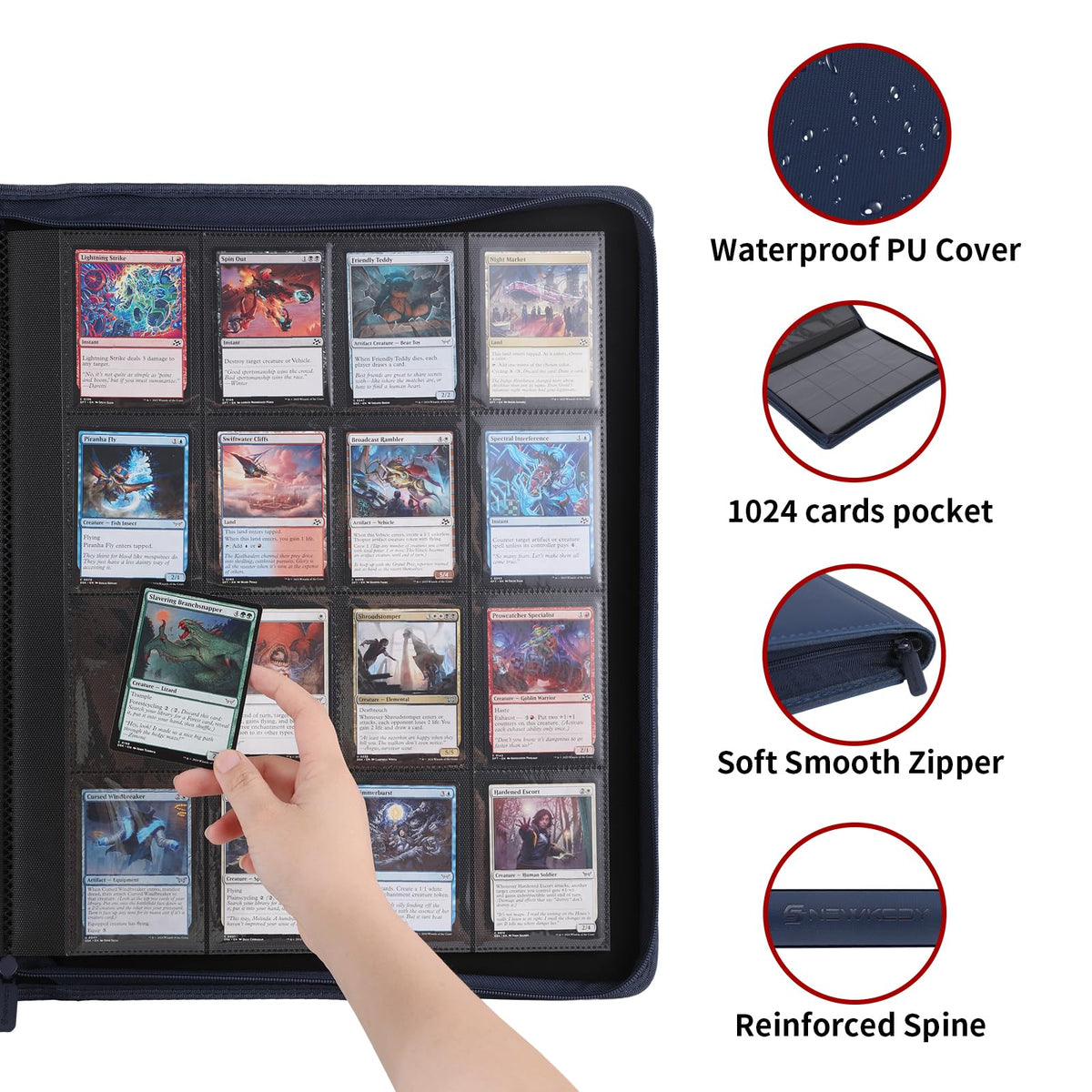 Snewkcdy Snekdy side-loading pages for easy card insertion and viewing