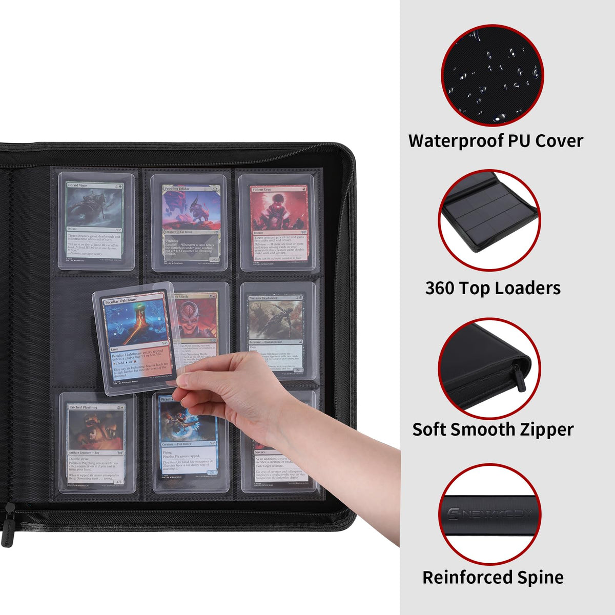 Snewkcdy Snekdy Top Loader Binder 9-pocket pages for organized card storage.