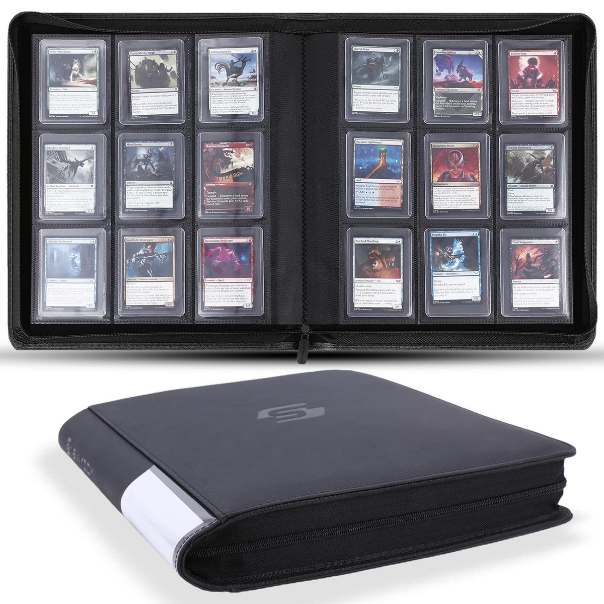 Snewkcdy Snekdy Top Loader Binder front cover in black, durable PU leather.