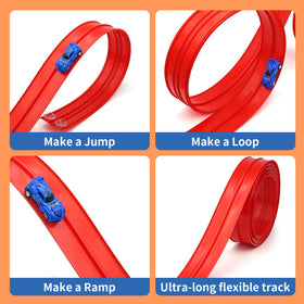Customizable loops and curves allowing creative layouts for 1/64 cars.