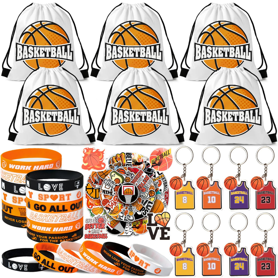 SNLN basketball drawstring bags for quick, kid-friendly party favors.