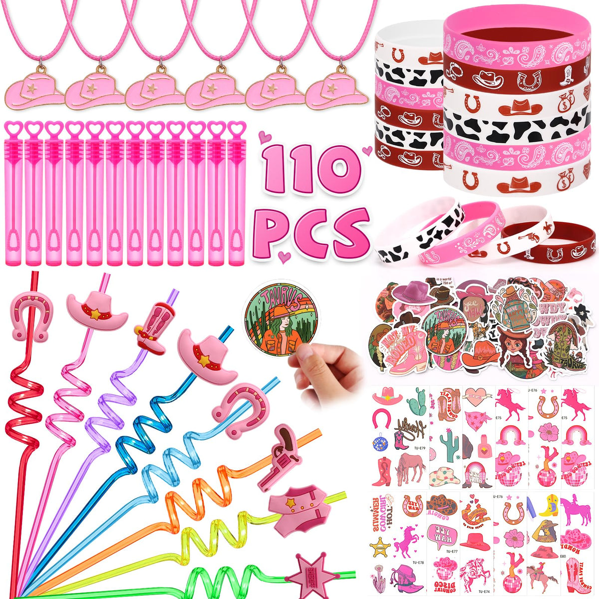 SNLN cowgirl straws in pink for joyful party hydration
