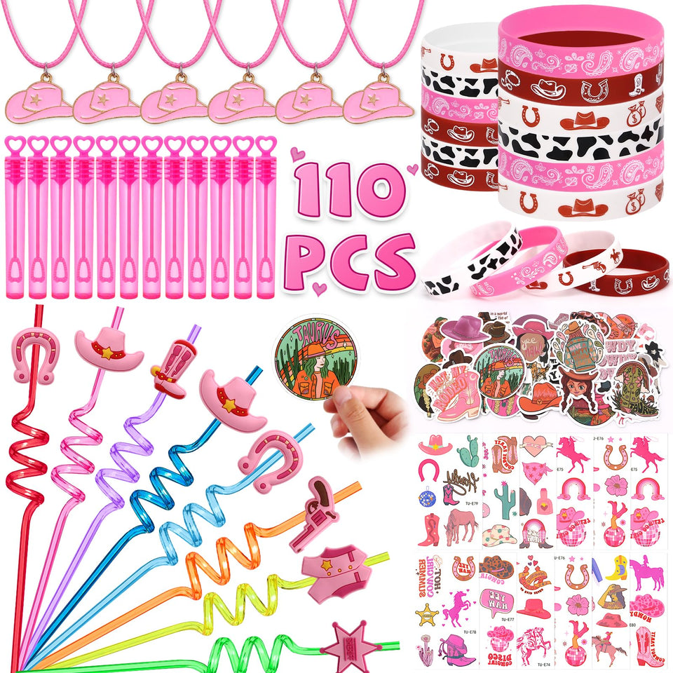 SNLN cowgirl straws in pink for joyful party hydration