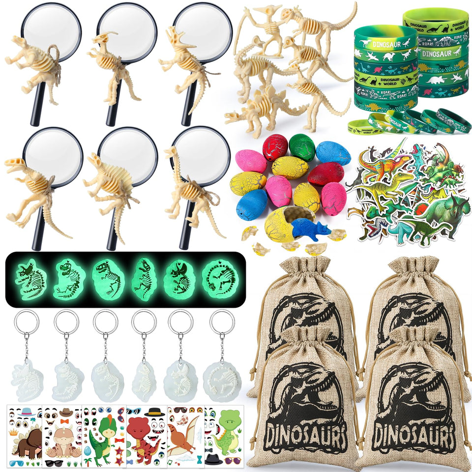 SNLN dinosaur party favors kit with a complete celebration set for kids.