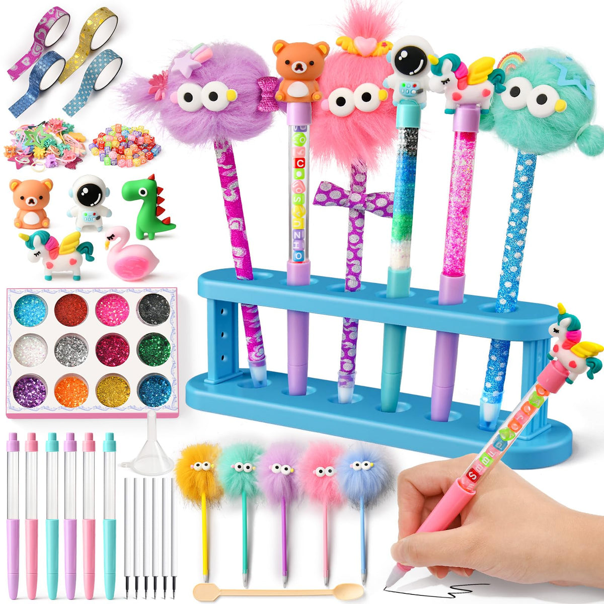 SNLN plush-pen and glitter pen kit for creative play and classroom crafting.