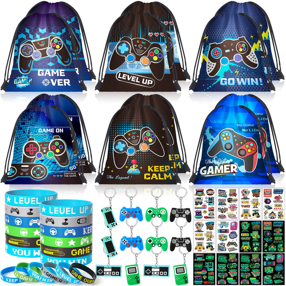 SNLN drawstring game bag with bold graphics for party favors