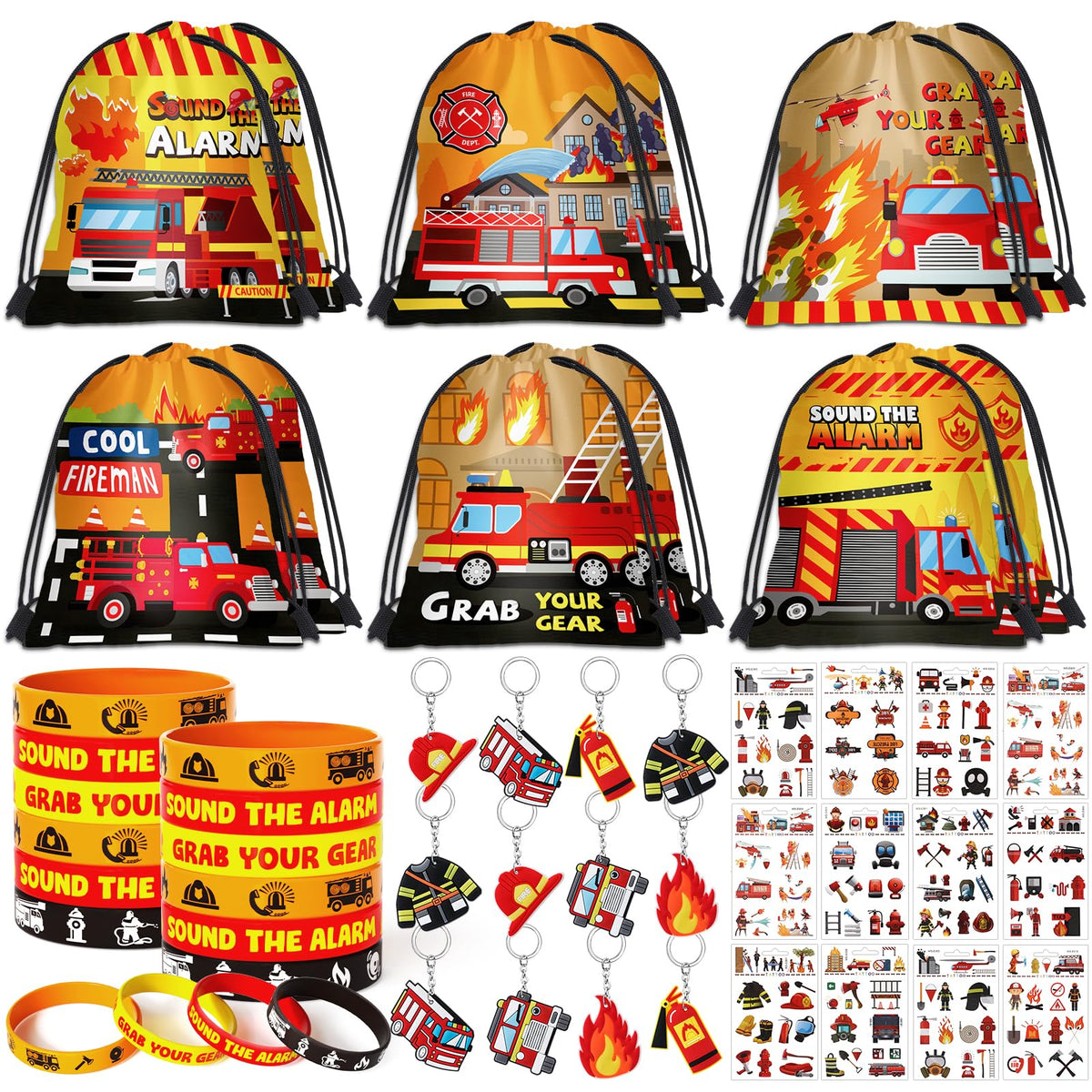 SNLN fire-truck drawstring bag in six styles for durable party favors.