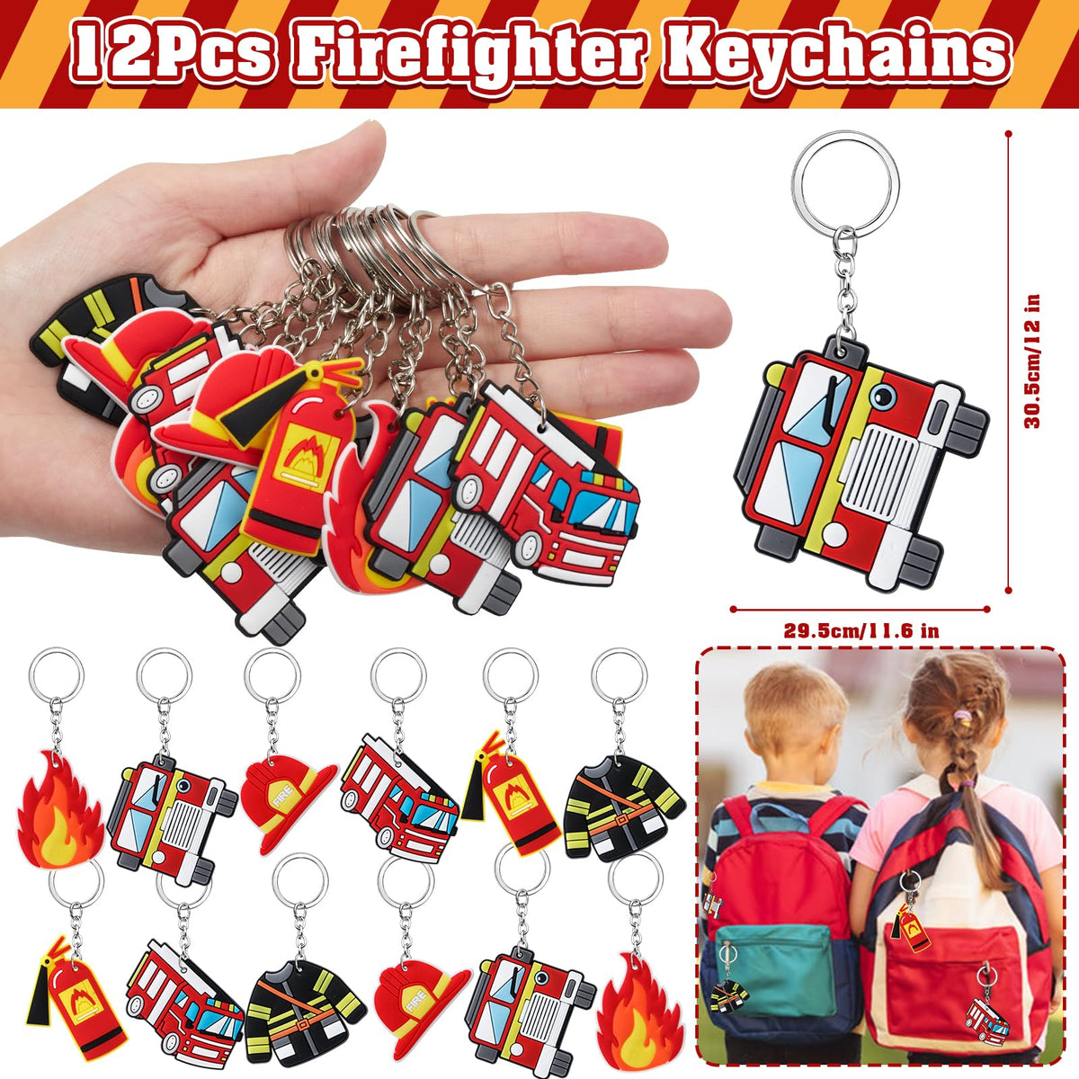 SNLN firefighter keychains in six styles for bag decorations and keepsakes.
