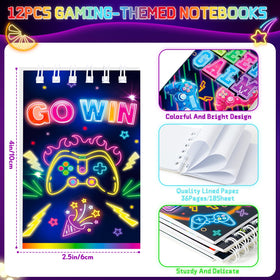 SNLN game-themed gift bags add colorful flair to birthday loot.