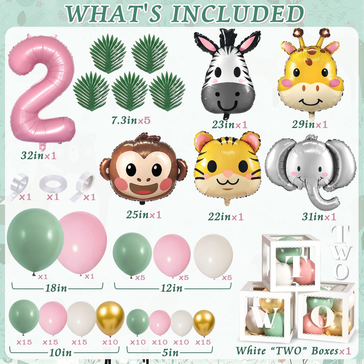 SNLN Jungle animal foil balloons add playful safari drama to the celebration.