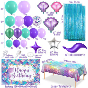 SNLN mermaid tablecloth complements blue and purple decor.