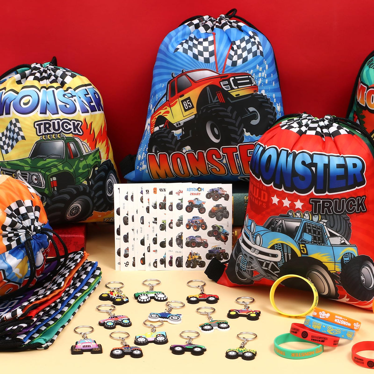 SNLN Monster Truck packaging and contents displayed for simple event planning.