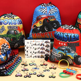 SNLN Monster Truck packaging and contents displayed for simple event planning.