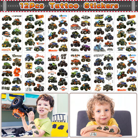 SNLN Monster Truck party favors set arranged for easy party distribution.