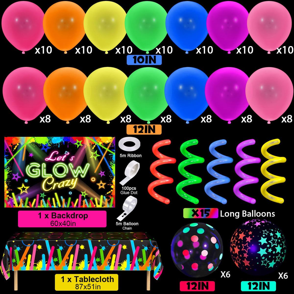 SNLN neon backdrop tablecloth showing discotheque vibe when illuminated