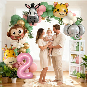 SNLN Pink sage green balloons brighten the party with chic color contrast.
