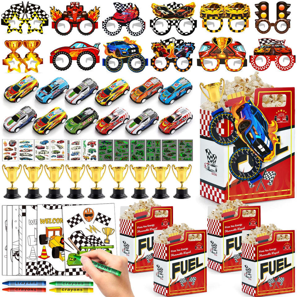 SNLN race car goodie boxes for party decor and kid-friendly fun