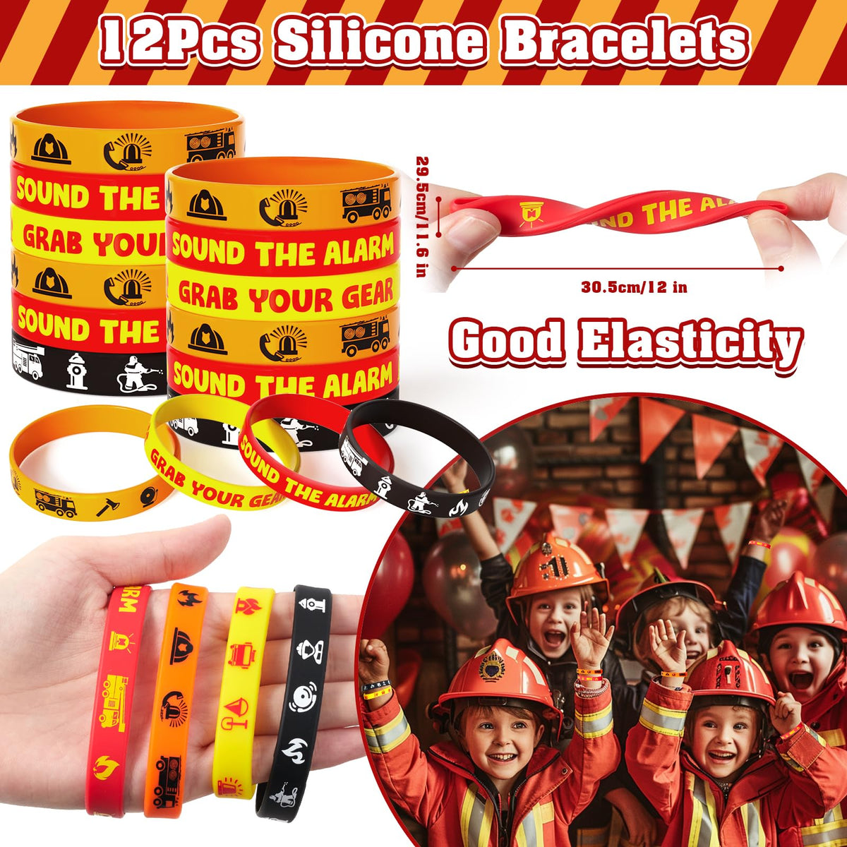 SNLN silicone bracelets with fire-truck design offer comfortable wear.