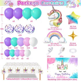 SNLN unicorn backdrop and tablecloth set the scene for princess party photos