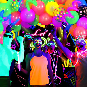 SNLN vinyl backdrop neon patterns shine under blacklight