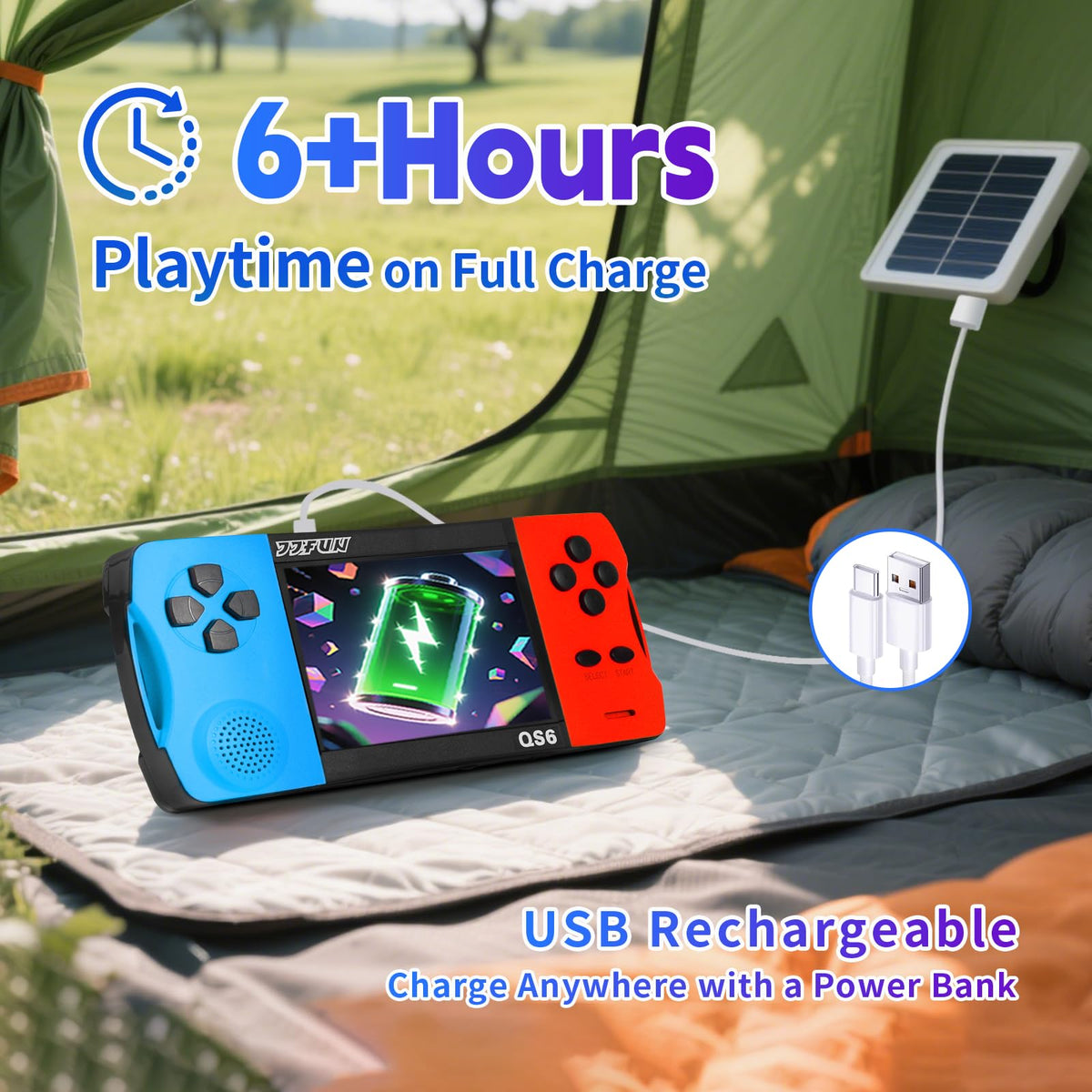SNONBROS handheld console with 1800mAh battery for hours of play.