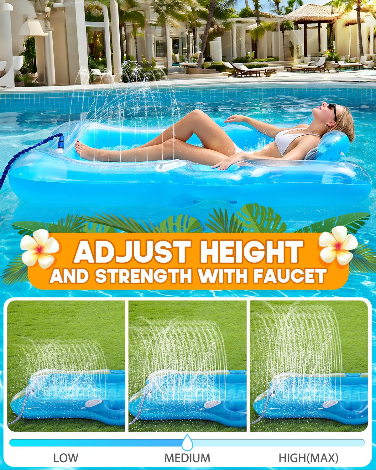 Snowalva inflatable tanning pool lounger 72x61 inches compact poolside comfort