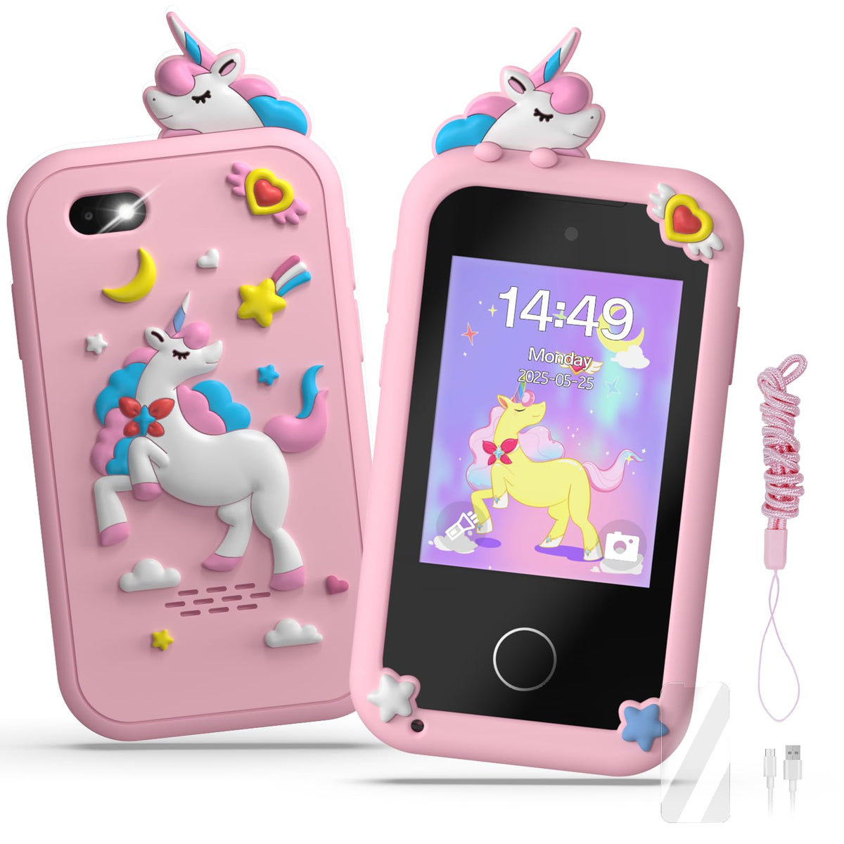 SnowCinda kids smart phone toy with 2.8-inch screen for safe screen-time learning