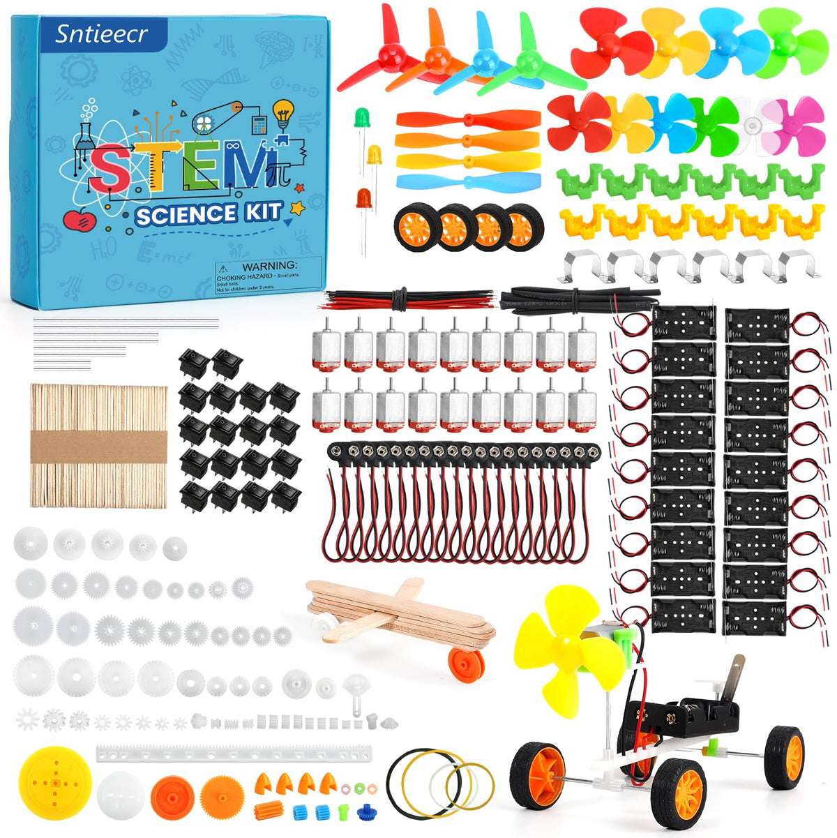 Sntieecr 276PCS DC Motor Kit top view for hands-on STEM learning