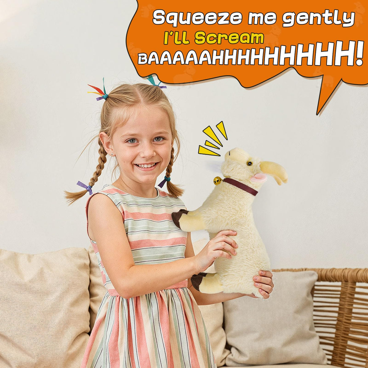 SnugBibble desktop-goat plush for desk decor and cozy vibes.
